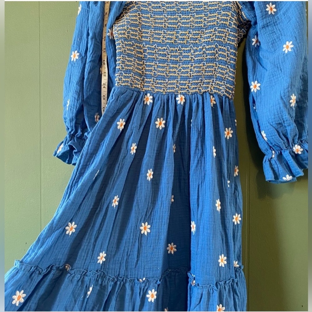 Embroidered Floral Smocked Dress